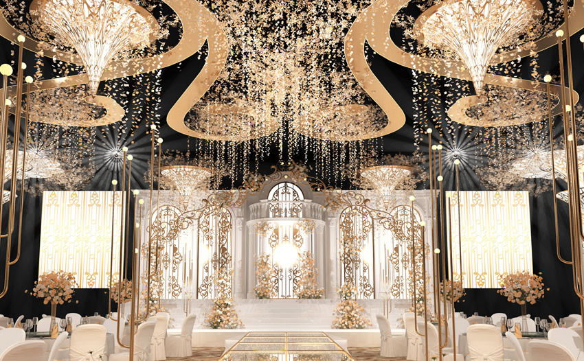 南口街道花木兰喜事汇金色大厅效果展示